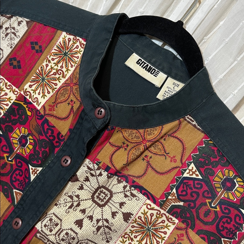 1990s Gitano patchwork print button down - image 3